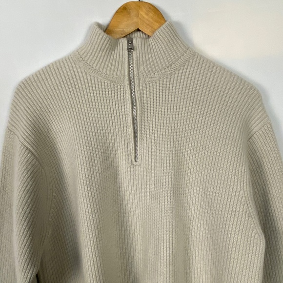 Jenni Kayne Cashmere zip sweater size large color: oatmeal/ beige - Picture 3 of 15